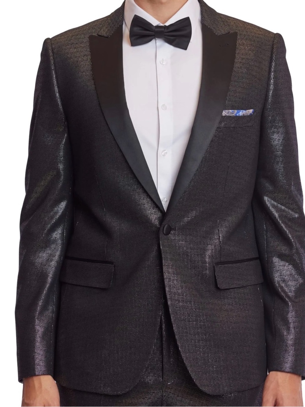 Grosvenor Peak Tux Jacket - Slim - Black Silver Knit